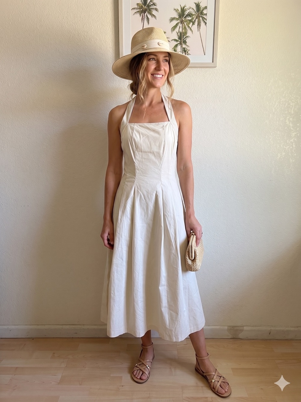 a new day Cream Halter Midi Dress